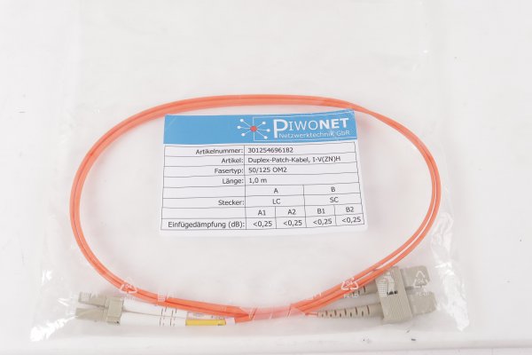PIWONET Duplex-Patch-Kabel i-V(ZN)H 301254696182 1m neuwertig