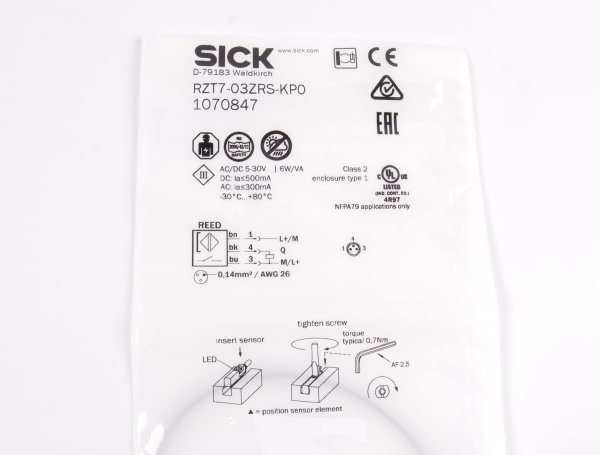 SICK Sensor für T-Nut-Zylinder RZT7-03ZRS-KP0 1070847 #new sealed