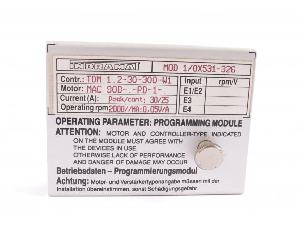 INDRAMAT Programmierungsmodul MOD1/0X531-326 TDM 1.2-30-300-W1 #used